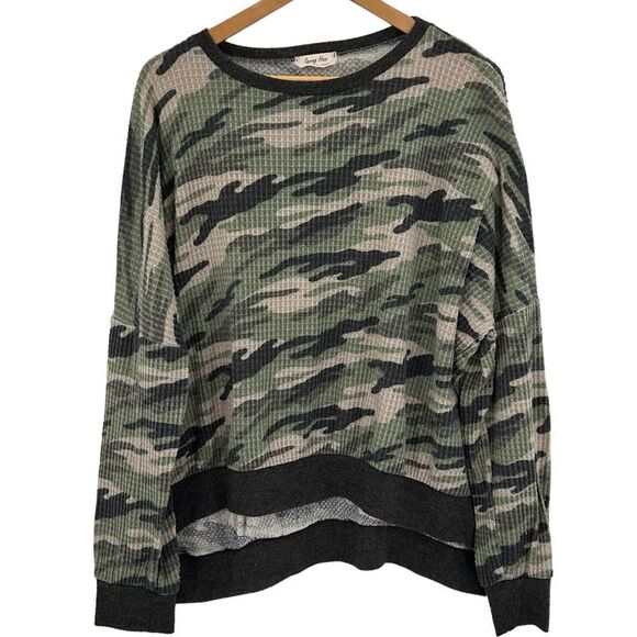 Spring Haze slouchy green camp waffle knit top  size medium - Picture 1 of 5